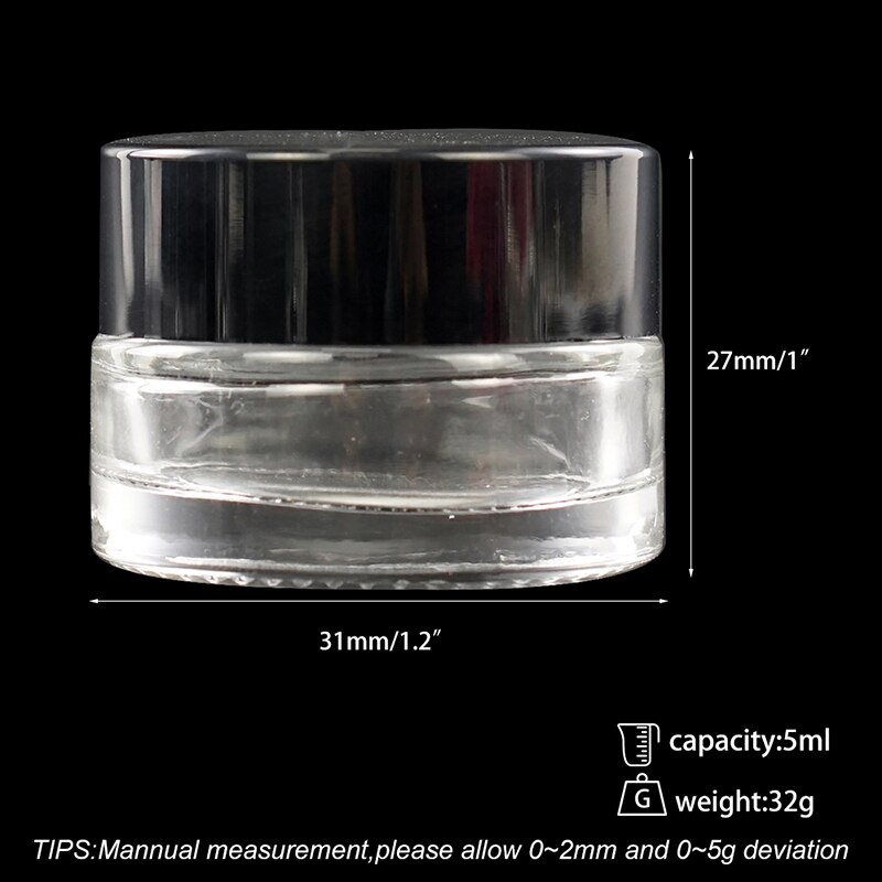 10pcs Non-Stick Glass Wax Container Concentrate with Smooth Lid 5ml Glass jar Bottle for Smokong Oil