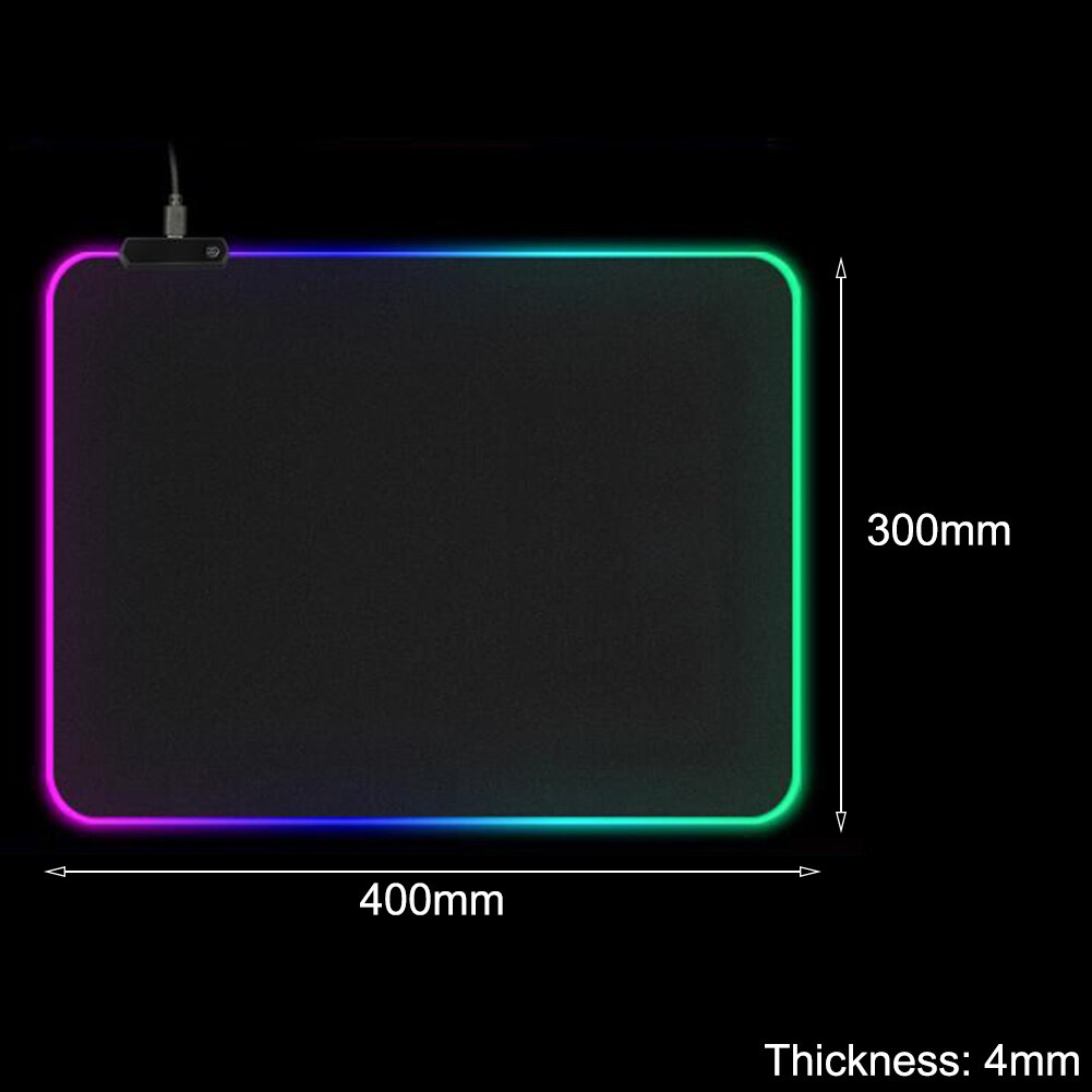 RGB Led Lighting Gaming Mouse Pad Mousepad 90x40cm Large Size Rubber Mice Mat Anti-slip Locking Edge Mouse Mat: 400x300x4mm
