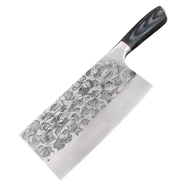 MHNTLOS Traditional Handmade Forged Kitchen Knife Hammer Stainless Steel Chef's Chopper Cooking Knives Wooden Meat Slicer: product 11