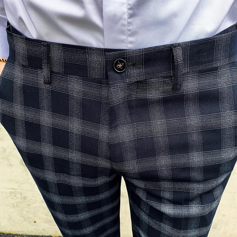 Men's Boutique Plaid Formal Business Suit Pants Men's Wedding Dress Suit Pants Brand Men's Casual Trousers Male
