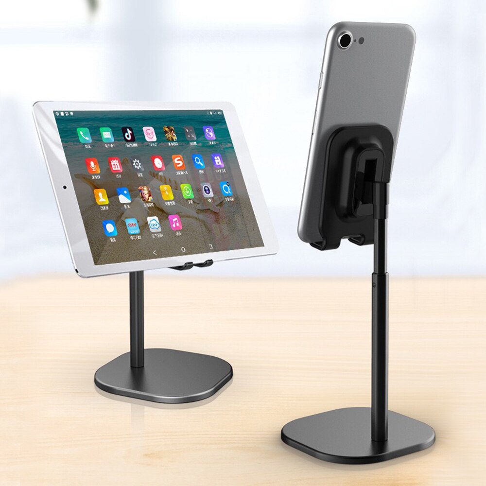 Desktop Metalen Mobiele Telefoon Houder Lui Persoon Passen Mobiele Telefoon Ondersteuning Tablet Universal Mini Maat Live Tv Stand Zwart Zilver