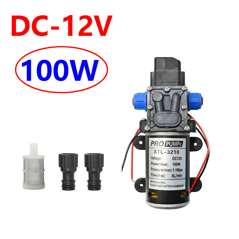 Pompe à eau à membrane haute pression, 60W 80W 100W, DC 12V 24V, pompe auto-amorçante, interrupteur automatique, outils de système d'irrigation: vert clair