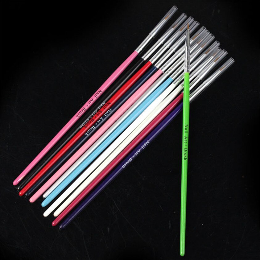 U 12 stuks kleurrijke nail art penseelpen fijne details tips tekenverf set 220