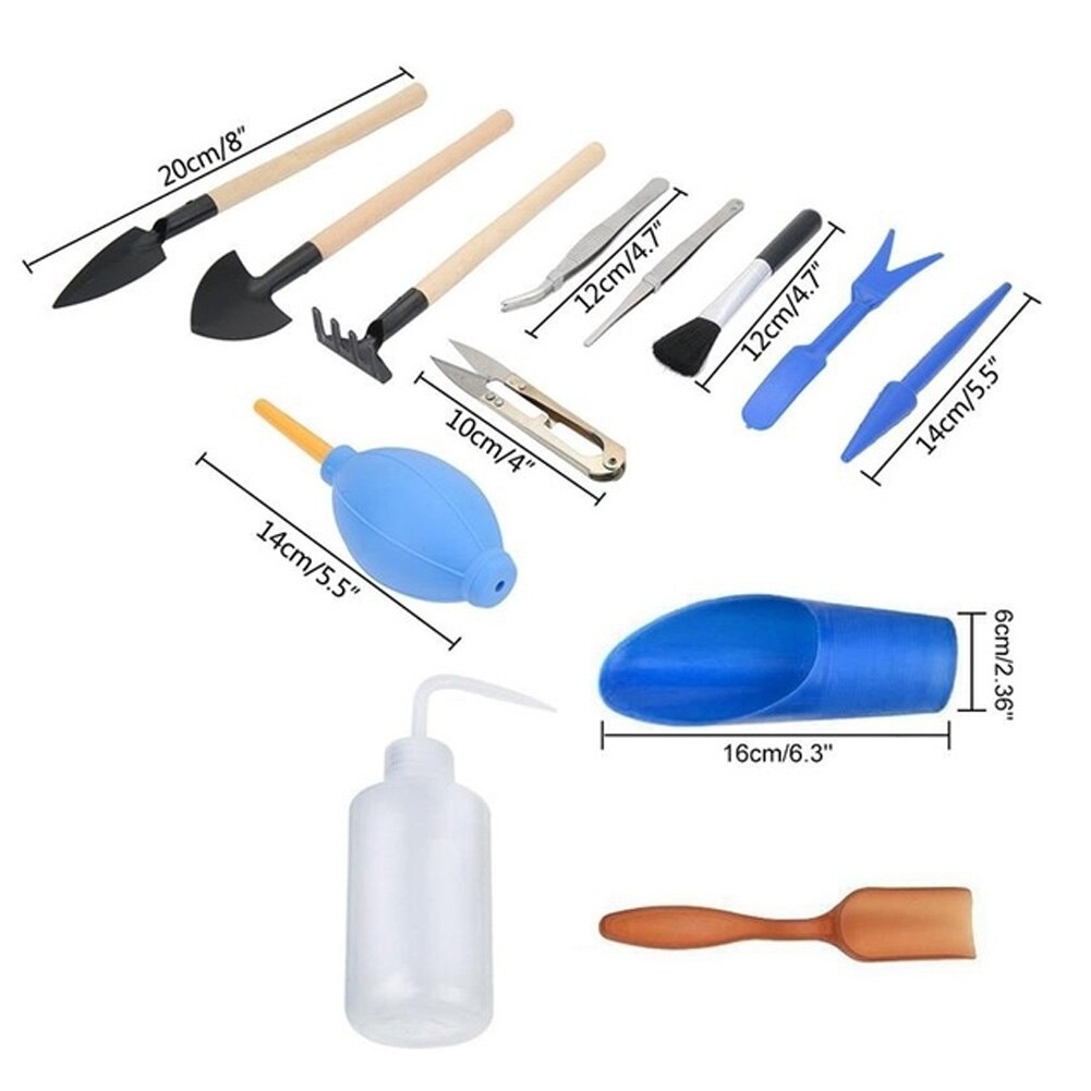 15pcs Succulent Plants Tools Set Gardening Shovel Mini Hand Transplanting Tool Potted Plants Shovel Rake Spade Bonsai Tools