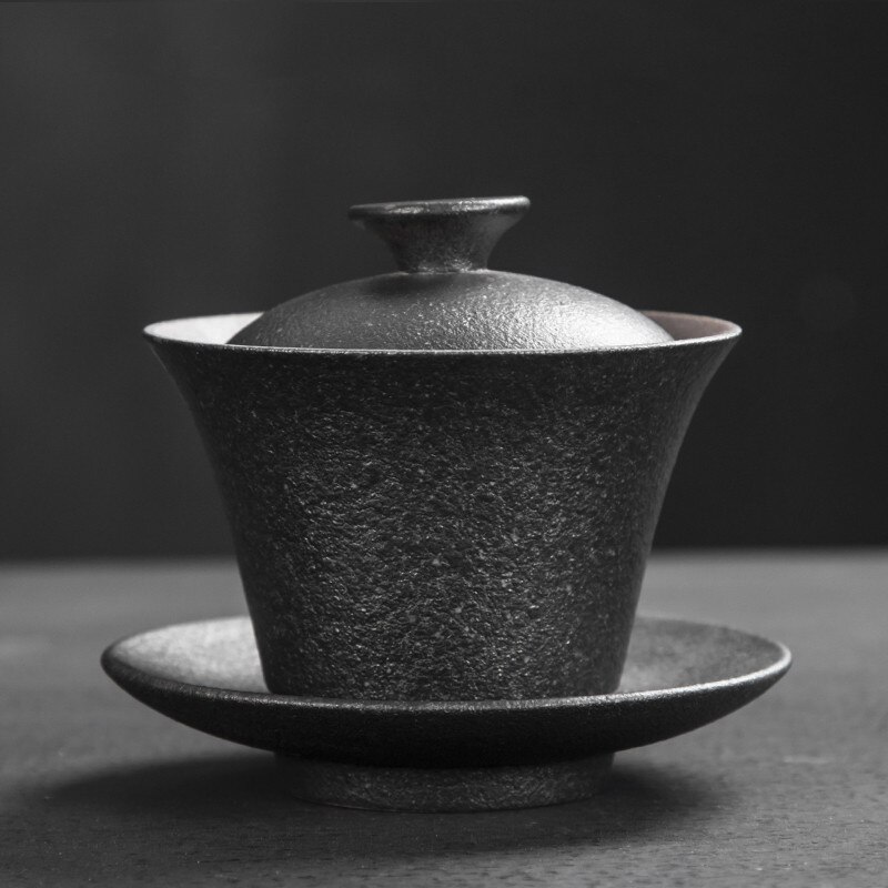 Retro Pottery Gaiwan Teacup Handmade Ceramics Tea Bowl Household Teaware Travel Drinkware Personal Cup Chinese Tea Ceremony: B