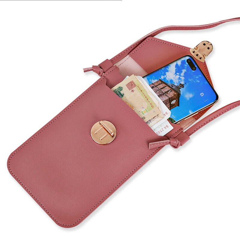 Vrouwen Mode Lock Touchscreen Mobiele Telefoon Portemonnee Vrouwelijke Student Gesp Kleine Portemonnee Portemonnee Porte Monnaie Femme Mini tas