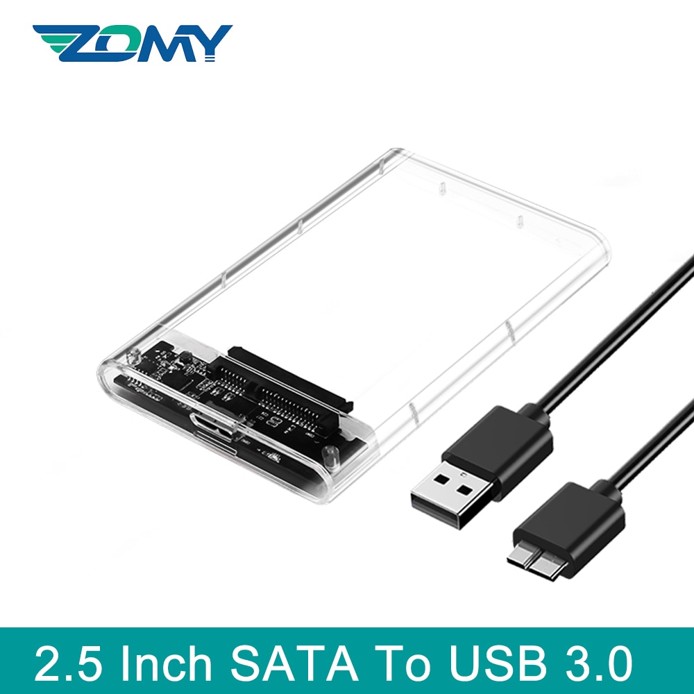 Zomy 2.5'' HDD Enclosure To SATA USB 3.0/3.1External Portable Ssd Case Hard Disk Drive Box Adapter Hd Externo Transparent Case