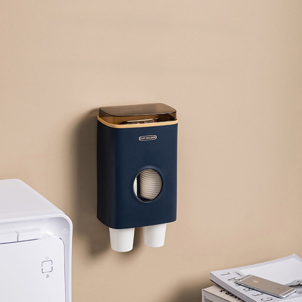 Praktyczny stojak na kubek papierowy dozownik na kubeczki jednorazowe automatyczny uchwyt na kubek na wodę robić domowego biura restauracja (ciemnoniebieski)