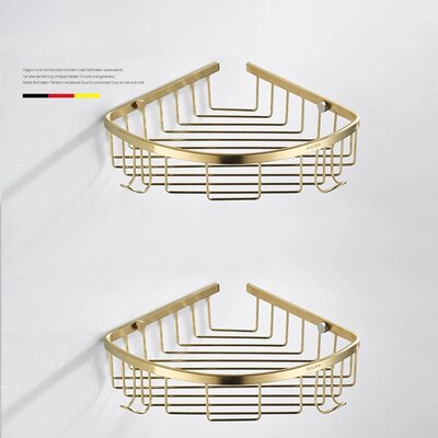 Senlesen Gold pinsel Badezimmer zubehör einstellen Gold Durcheinander Haken Handtuch Schiene Gestell Bar Regal Papier Halfter Zahnbürste Halfter Schlecht: doppelt Ecke Korb