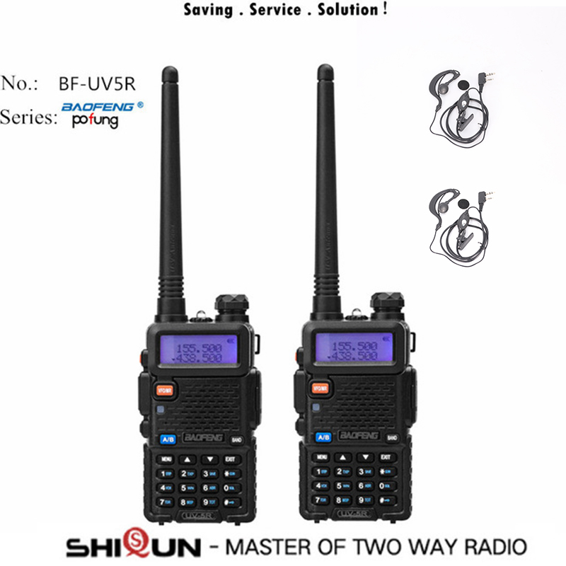 Baofeng – walkie-talkie Radio Portable UV-5R, 1 pièce, 2 pièces, Pofung UV 5R 5W VHF/UHF, double bande, Radio CB bidirectionnelle UV5r UV-82 UV-9R: 2Black-2HD