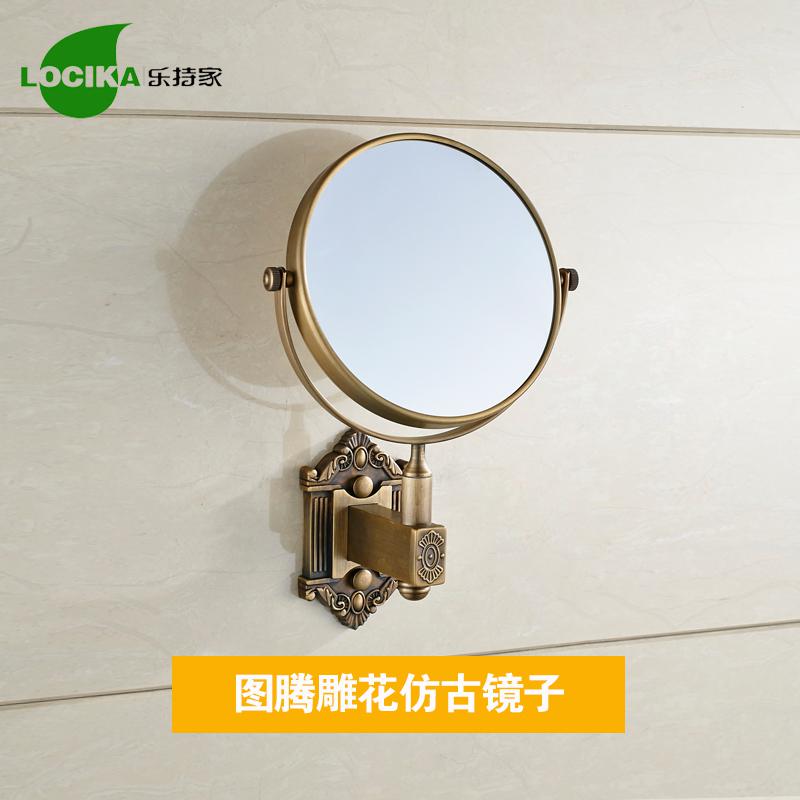 Vintage Bronze Bathroom Accessories European Brushed Solid Brass Bathroom Hardware Set Wall Mounted Carved Bathroom Products: makeup mirror