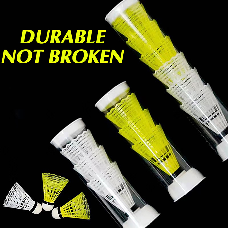 1 stk. slitesterk gul og hvit nylon badmintonball for studenter i plastmateriale for langvarig bruk