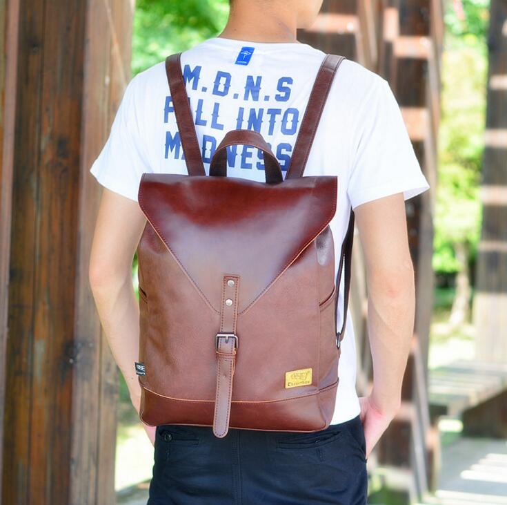 X-online – sac d'école vintage en cuir pour hommes, sac à dos pour étudiants, 031717
