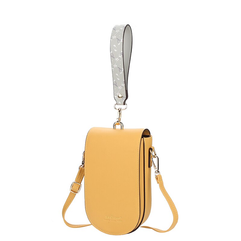 Bolso cruzado pequeño de piel sintética para mujer, bandolera de hombro para chica, color amarillo,