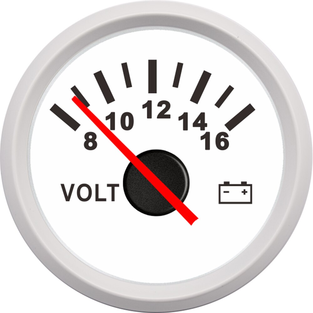 52mm volt meter mätare 8-16 volt 16-32v båt marin voltmeter auto reservdelar mätare motorcykel röd bakgrundsbelysning vattentät: Vit -8-16 v