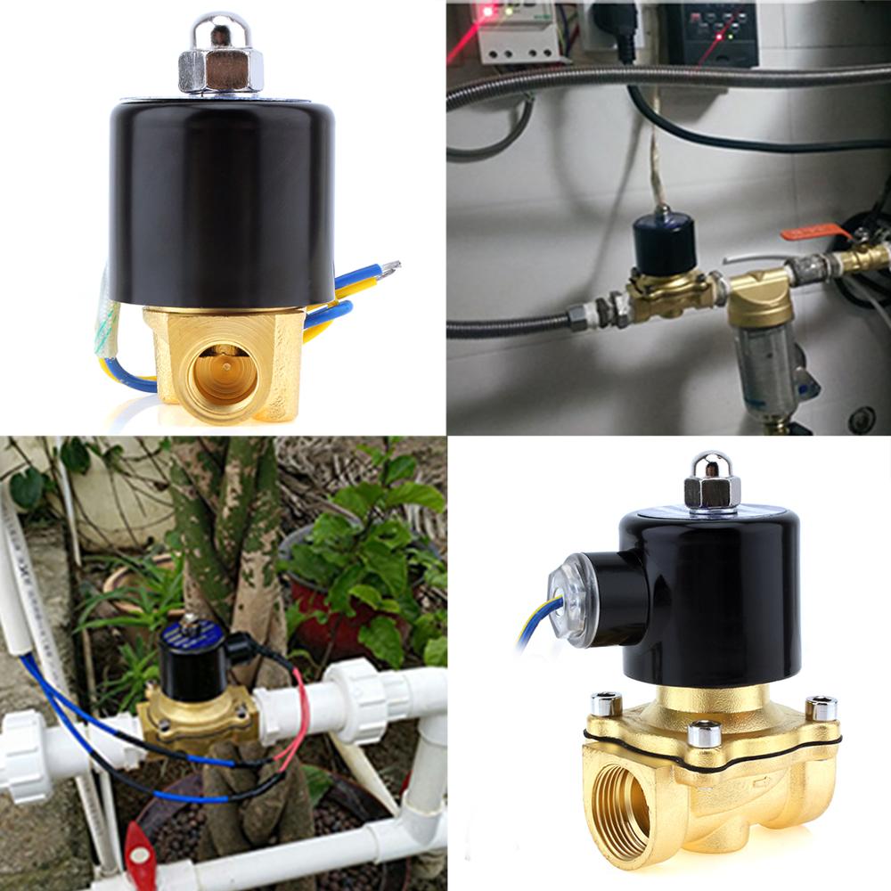 Válvula de solenoide de 3/4 "1" 24V DC 12V AC110V 220V válvula de retención válvula de latón válvula eléctrica normalmente cerrada para agua aire diésel combustible de Gas