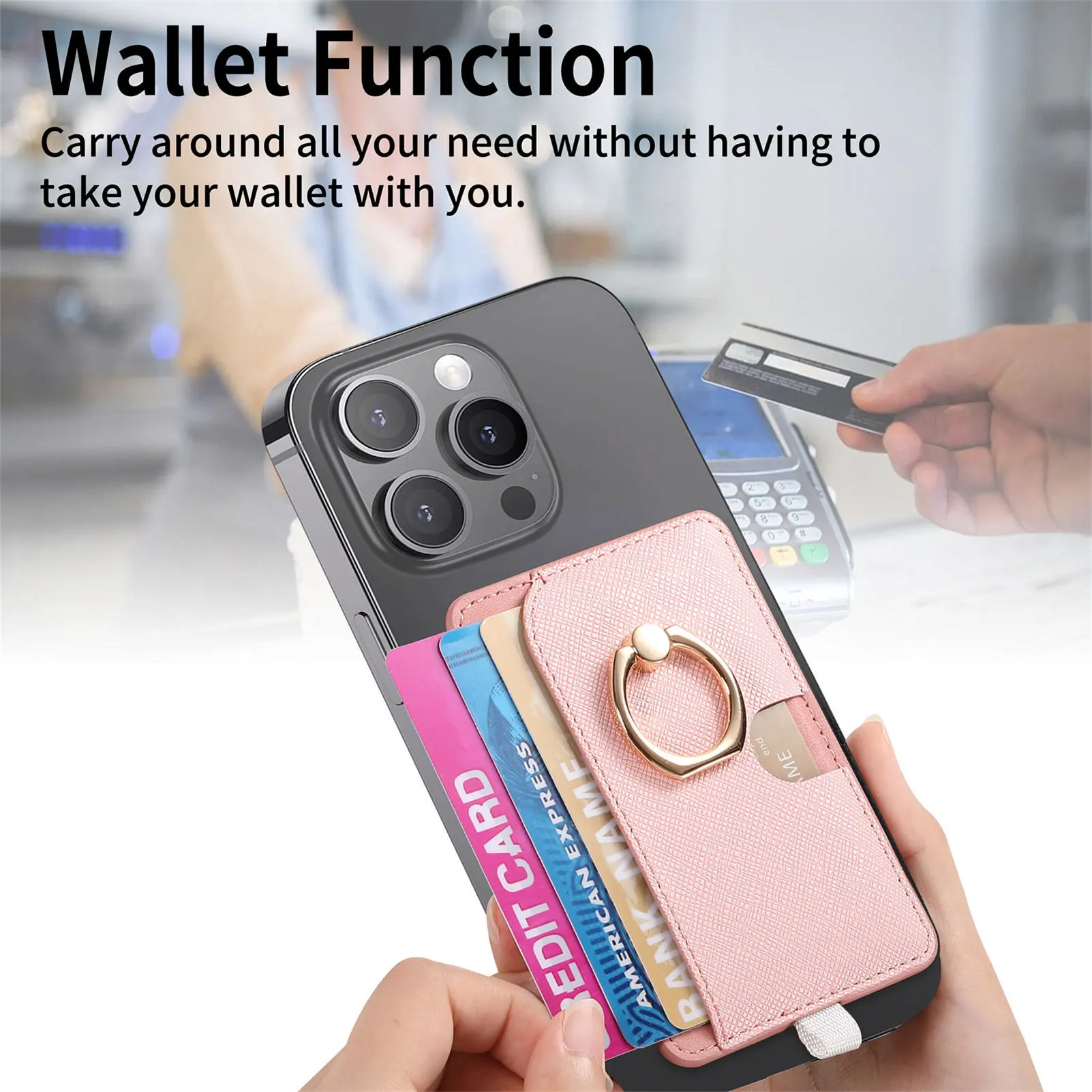 Magnetic Magsafe Card Holder Wallet Simple Ring Storage for Cards Credit Cards Debit Cards Easy Access