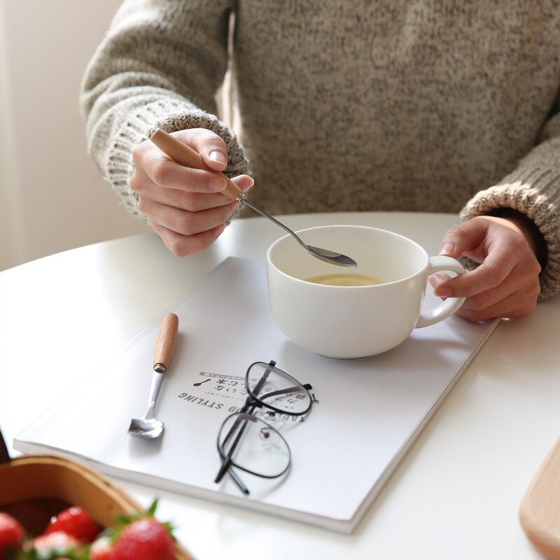 Rustfrit stål bestik træskaft middagsgaffel dessertske kniv kaffe teske frugtgafler køkkenservice tilbehør