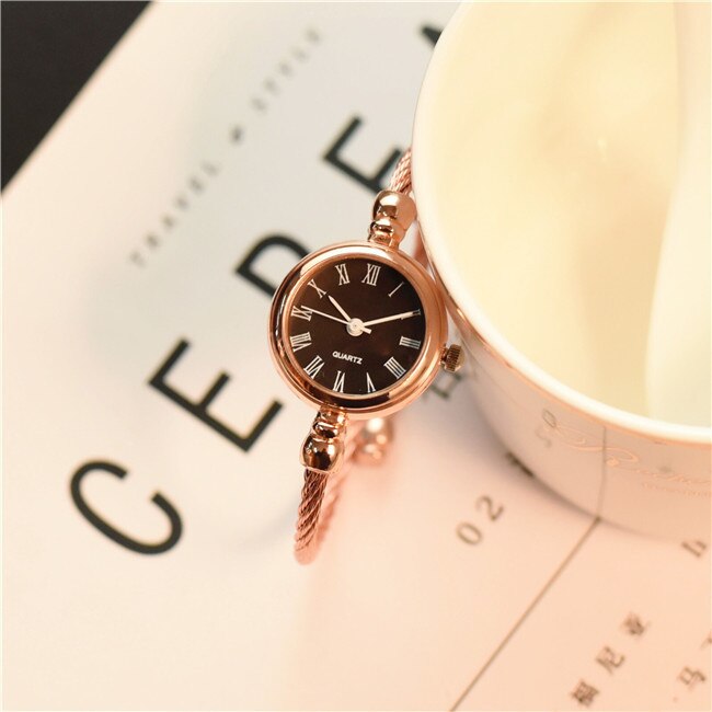 Reloj de pulsera con apertura para mujer, pulsera con apertura para estudiantes, de cumpleaños, versión coreana, relojes creativos de estilo universitario cadena fina: style 5