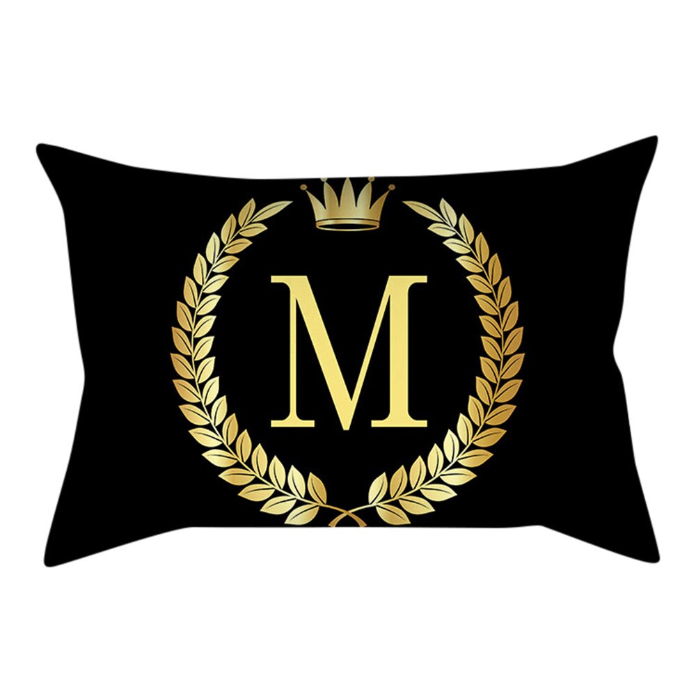 Or noir lettre taie d'oreiller oreillers décoratifs pour canapé housse de coussin taie d'oreiller pour la décoration intérieure Cojines Decorativos Para Sofá: H