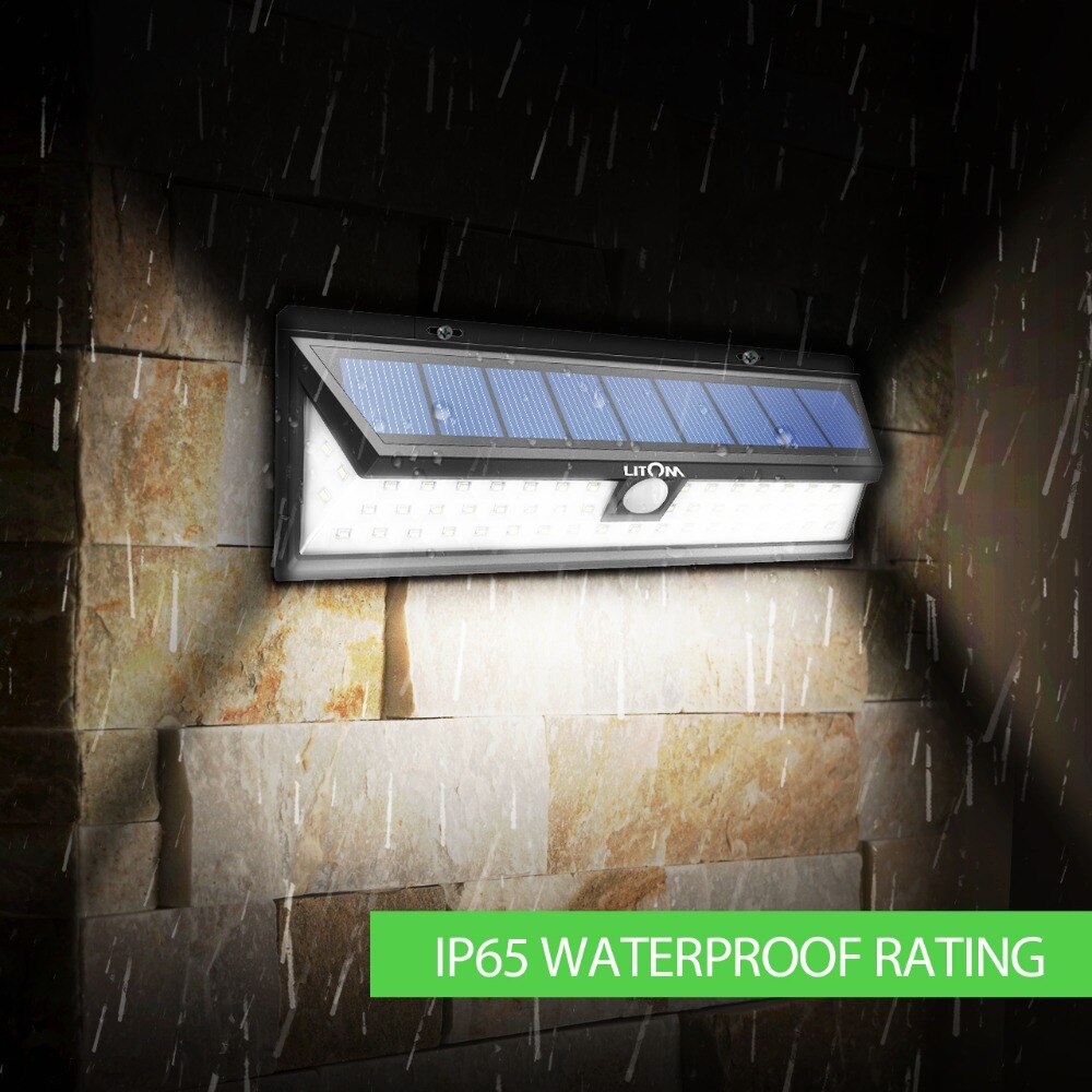 LITOM 54 LED Solar Light Outdoor Solar Motion Sensor Lights IP65 Waterproof Security Light For Garden Garage Yard Lamp Decoratio