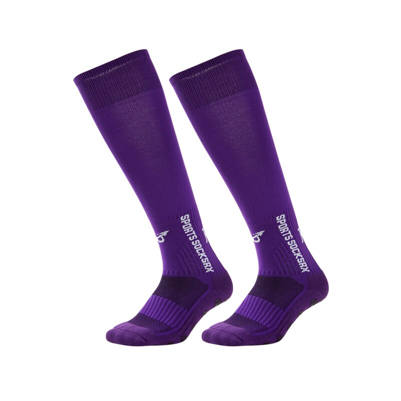 Unisex Sports Sock 1Pair Anti Slip Soccer Cotton Football Running Socks Short/Long Absorb Sweat Sock: Purple / Short