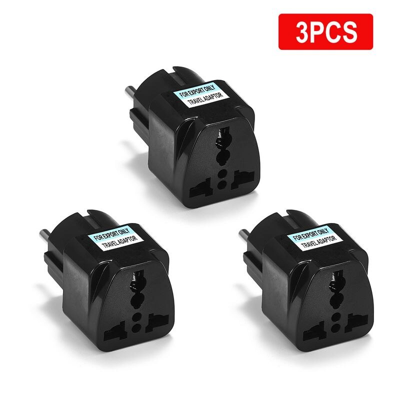 3/5/20Pcs Vs Naar Eu Travel Adapter Euro Kr Eu Plug Adapter Au Uk Universele 4.8mm Adapter Converter Stopcontact Elektrische Plug: 3pcs black