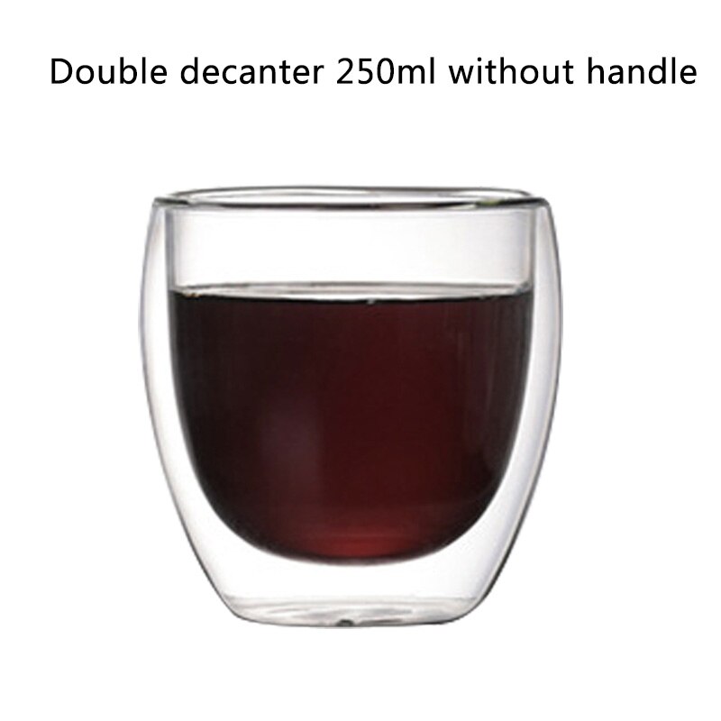Transparent Glass Coffee Cup Milk Whiskey Tea Beer Double Heat Resistant Cocktail Vodka Wine Mug Drinkware Tumbler Cups: 250ML B
