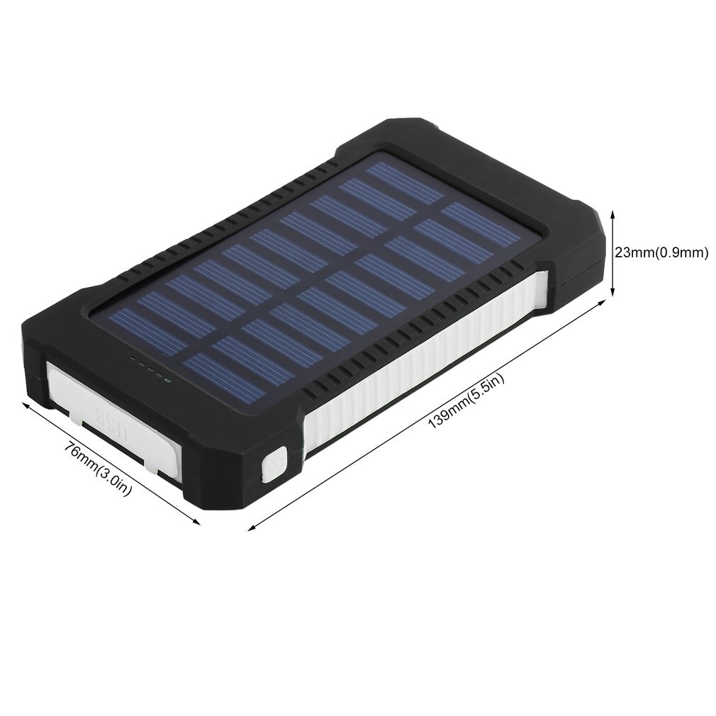 Portable Dual USB Compact Waterproof Powerful LED Light Solar Power Bank External Battery Charger With Hook For Mobile Phones