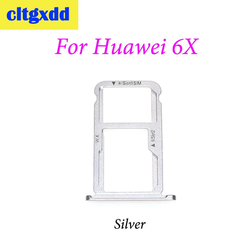 cltgxdd SIM Card Tray + Nano SIM & Micro SD For Huawei Honor 5C 5X 6X SIM Card Reader Tray Holder Slot Replacement Parts: For Huawei 6X Silver