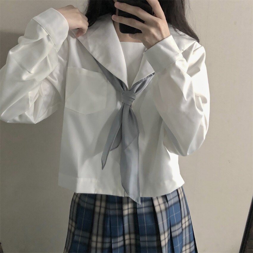 Daily Collocation Single Product Triangle Scarf Japanese Cute Preppy Uniform JK Sailor Suit Neckerchief Girl Big Bow Tie Student: Gray