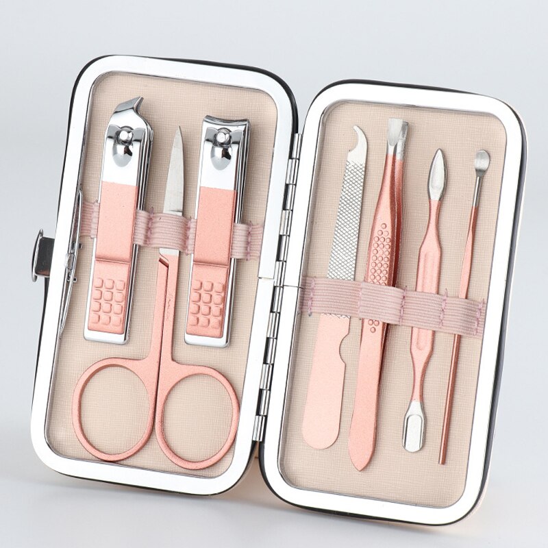 Cortauñas para manicura , tijeras de Juego de Cuidado de Uñas, pinzas, cuchara para orejas, Kit de belleza para uñas artísticas, 7/10/15/18 Uds.: 7 pcs-gold