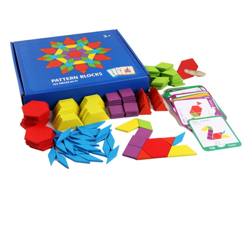 puzzle per bambini impostato Colorato Educazione Del bambino di Legno Giocattoli per Bambini di Apprendimento Giocattoli di Sviluppo 155 Blocchi: Default Title