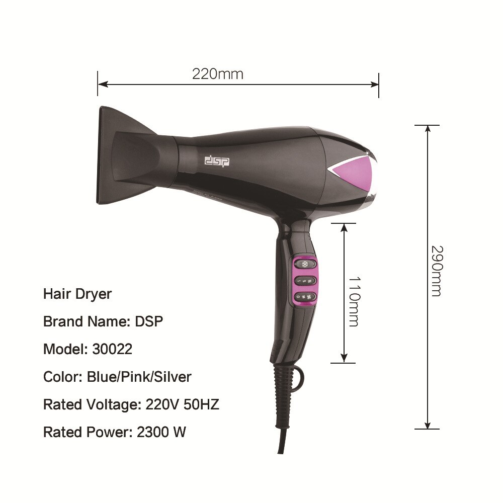 Secador de pelo iónico negativo , herramientas de estilismo de salón de barbería de gran potencia, 2300W, secador de aire /frío para salones, enchufe europeo
