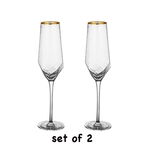 2 stk guld, hamret, champagneglas, vinglas, bæger-champagneglas sæt  of 2: Guld 280ml