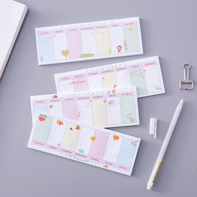 Mini Agenda semanal para la escuela y la oficina, papelería, papel de dibujos animados, diario de notas, Bloc de notas, suministros para estudiantes,