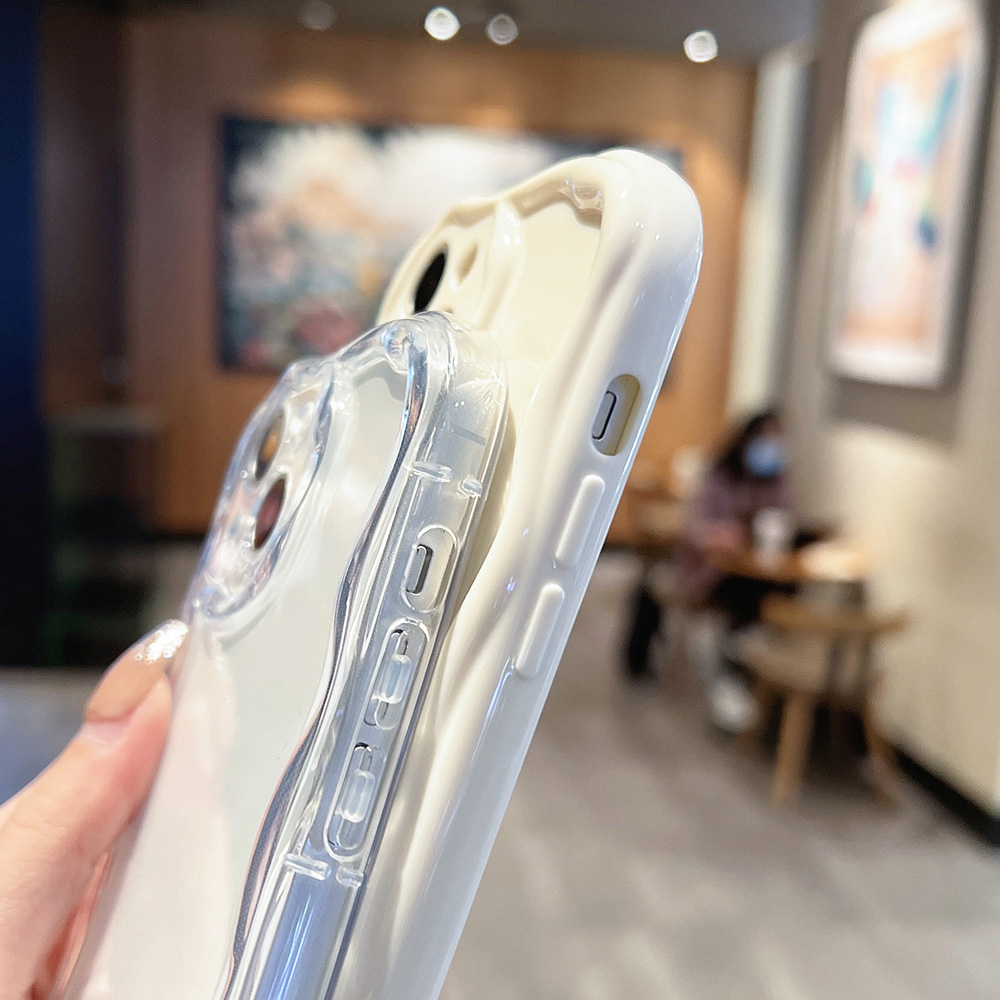 Clear Oval Curly Wave Bumper Phone Cases For iPhone 17 Pro Max Case iPhone 16 17 Air 15 14 13 12 11 Pro Max XR XS Max Back Cover