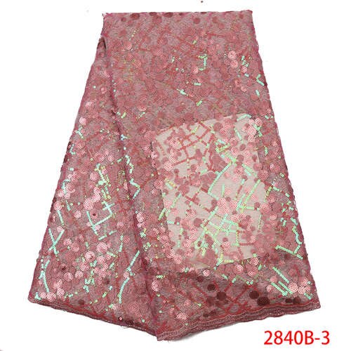 Organza Lace Fabric Fabric French Net Embroidery Sequins Tulle Fabric Lace for Wedding Dresses KS2840B-3: Picture 3