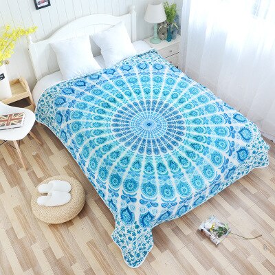 Bohemian Sofa/Air/Bedding Throw Blanket Boho Mandala Fleece Blankets for Beds Bedspread Couverture Polaire Plaids: B / 185x220cm