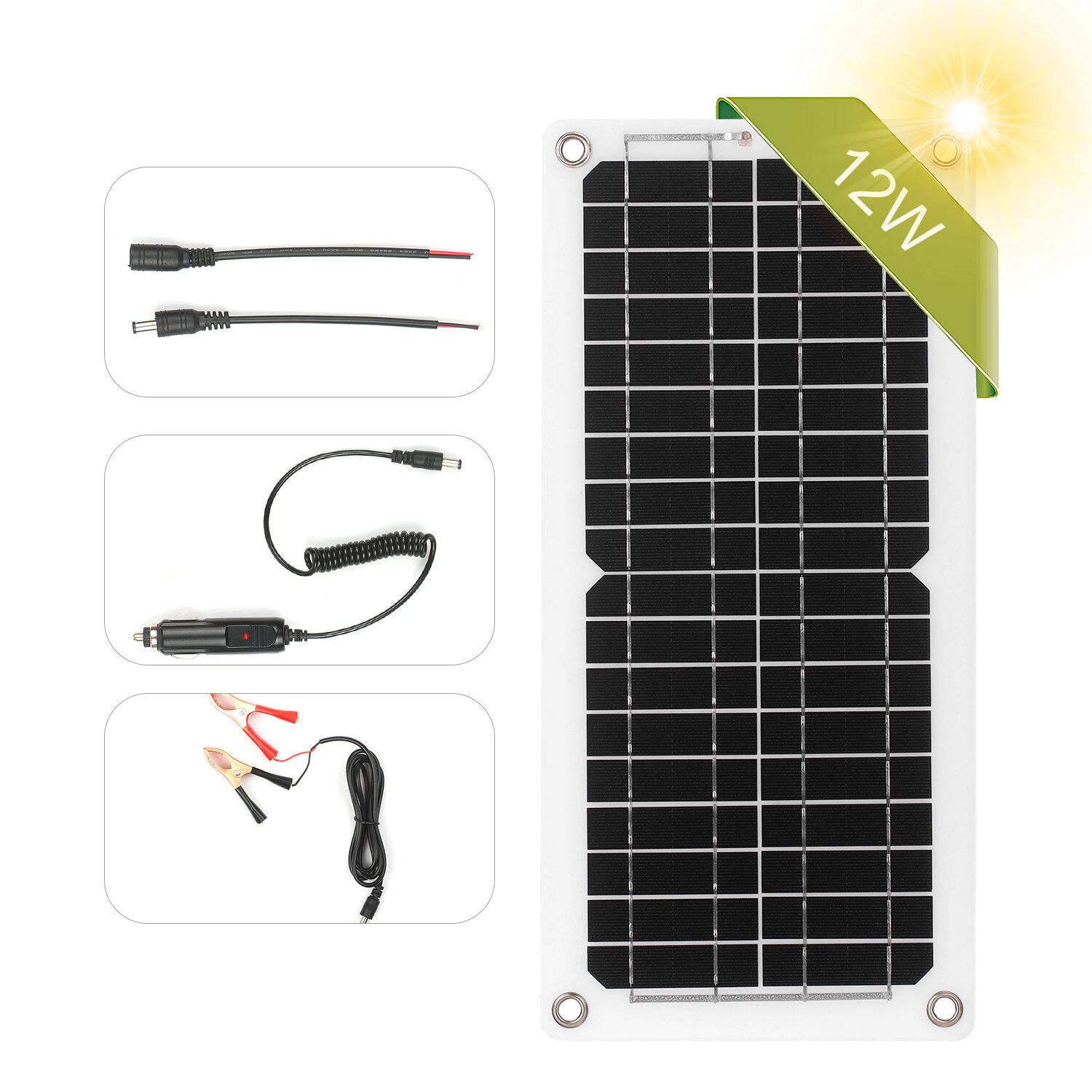 12v Solar Panel Module 12W 12V Solar Panel Kit with Charge Controller USB... – Grandado