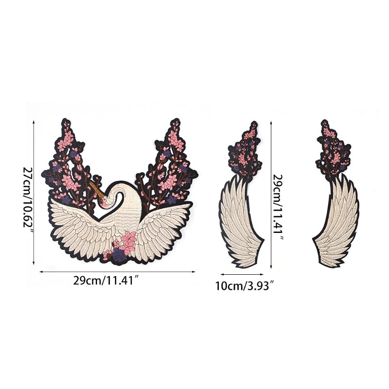 1 set Crane Wing Embroidered Badge Iron on Sew on Patch for Clothes Jackets Jeans Backpack Caps
