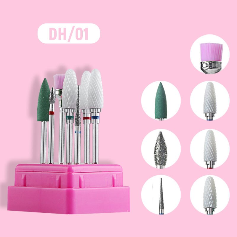 Juego de cortadoras de fresado combinado para manicura, molino de cerámica, cortador de manicura, Set para pedicura, limas eléctricas para uñas, accesorios para uñas: 01 Set