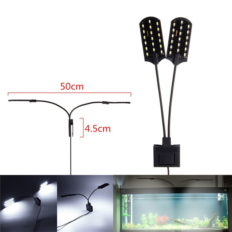 Ac220v 15w aquarium led verlichting clip op dubbele lamp zoetwaterplanten kweeklamp led aquarium voor nano-aquaria eu stekker