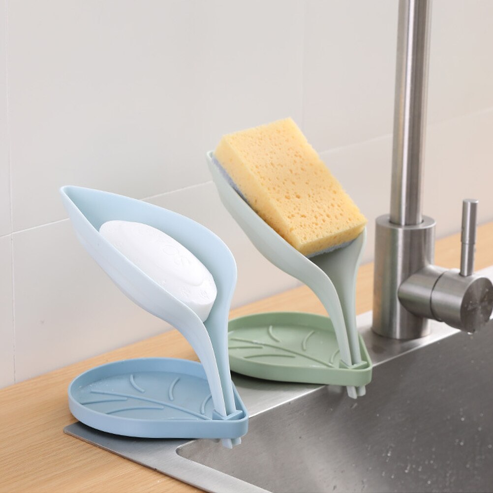 Sink Soap Drain Box Double Leaf-Shaped Soap Holder Free Punch Toilet Bathroom Multifunctional Soap Holder