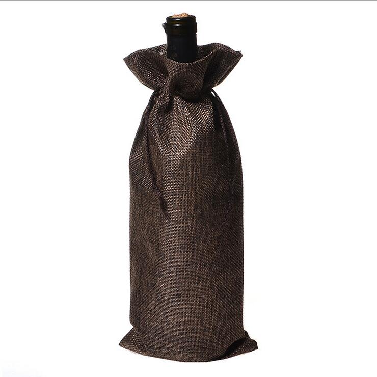 4Stck Burlap Wein Taschen mit Kordelzug, Wein Taschen , Einzelnen Wiederverwendbare Flasche Taschen Perfekte für Reise, hochzeit, Geburtstag, Party: Kaffee