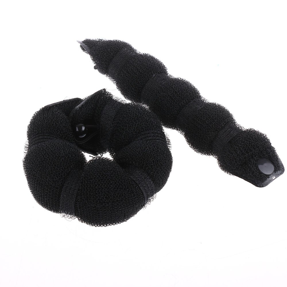 2 unids/set uno grande y uno pequeño novedosa mujer cubierta negra café mágico pelo para moños estilo moño Accesorios de belleza: black