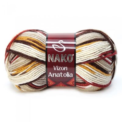 Nako Vizon Anatolia Yarn Dıy Knitting Rope Yarn Multicolor Shawl Cardigan Scarf beanie colored rope Soft 100% Premium Acrylic: 80740