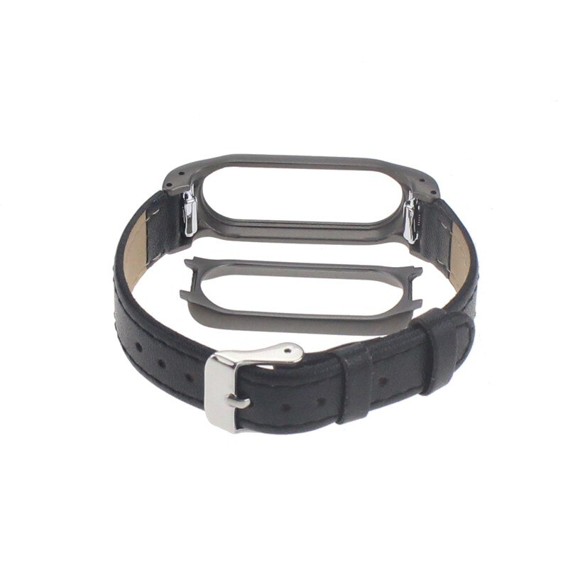 Bracelet de rechange en cuir pour xiaomi mi band 2 2 avec clip métallique et film protecteur