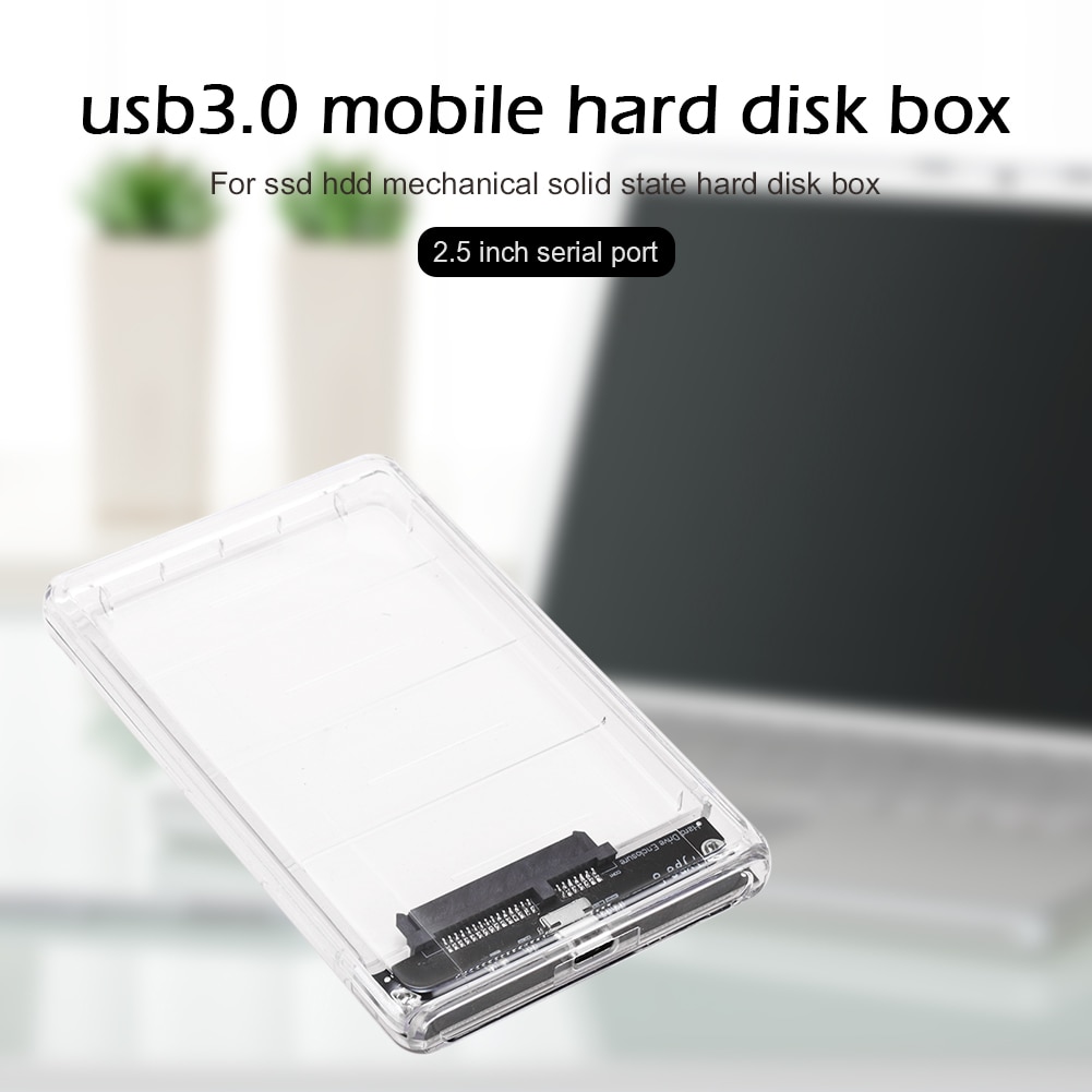 2.5" Transparent Hard Drive Case USB 3.0 to SATA HDD Case 5Gbps Hard Drive Enclosure High Speed Mobile External HDD Case