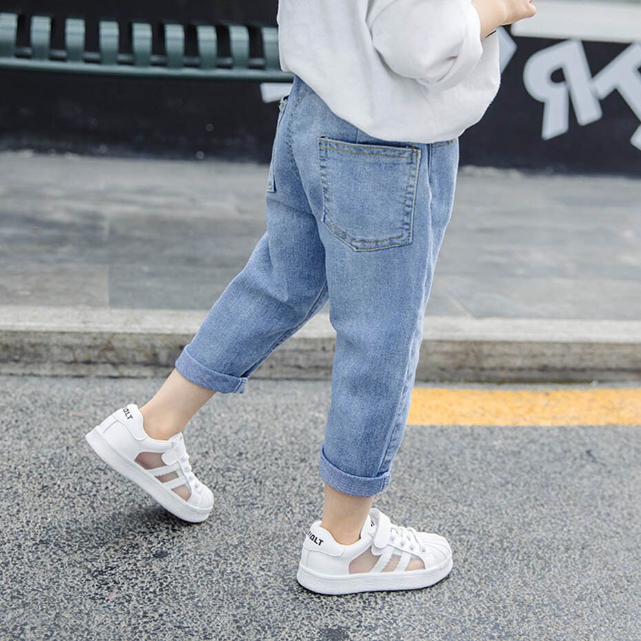Pantalones vaqueros de Color sólido para niña, vaqueros de estilo informal para niña, ropa de tela vaquera para niño
